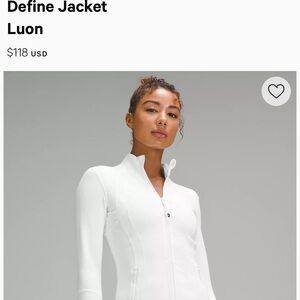 Lululemon Define Jacket White size 2